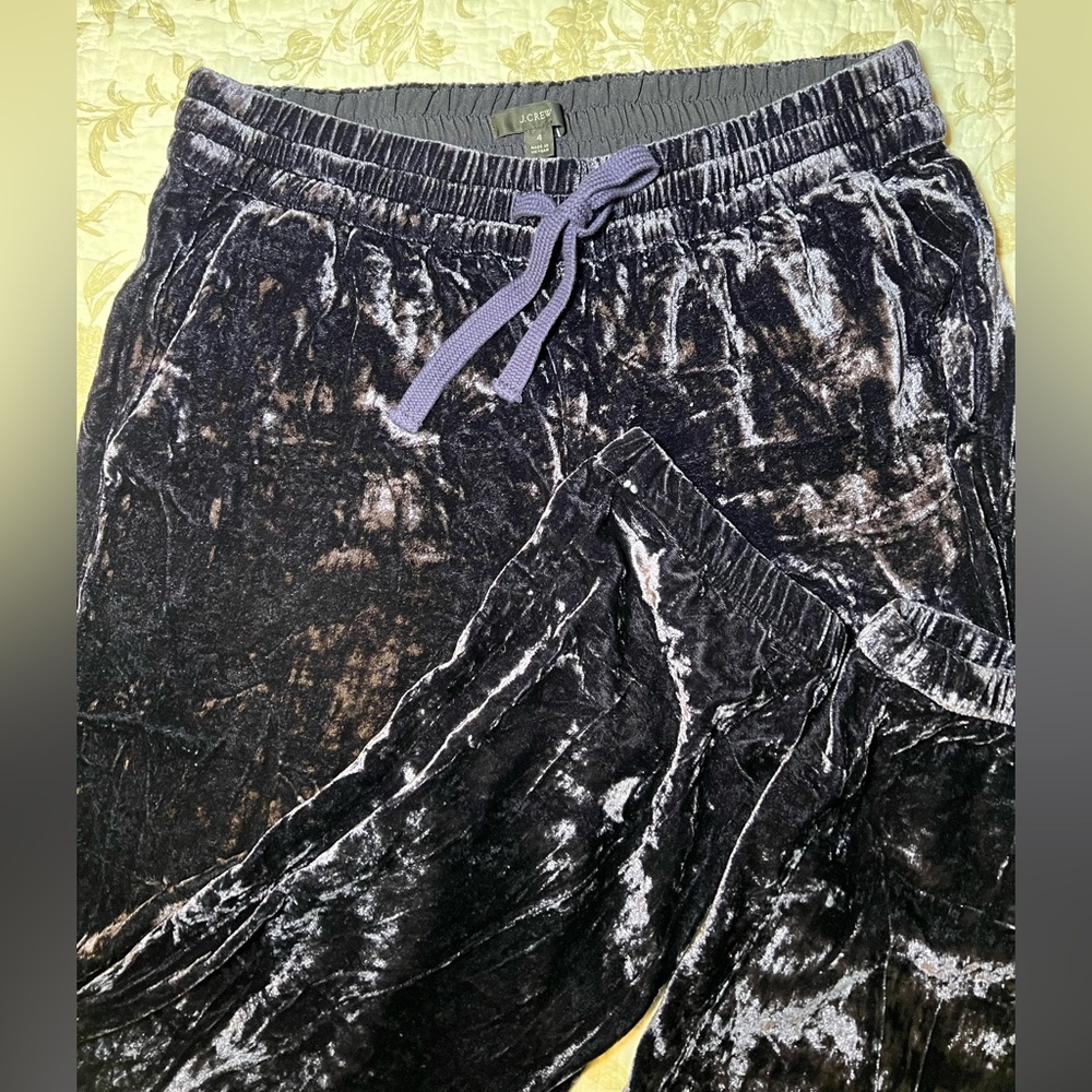 J Crew Crushed Velvet Velour Pants Joggers, size 4 RetroGlam